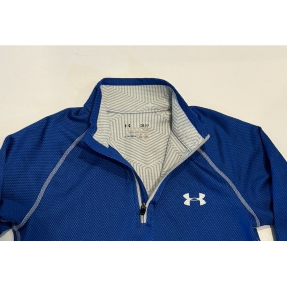 Under Armour ColdGear Mens Small Blue Fitted 1/4 Zip Long Sleeve Training Top - Picture 5 of 12